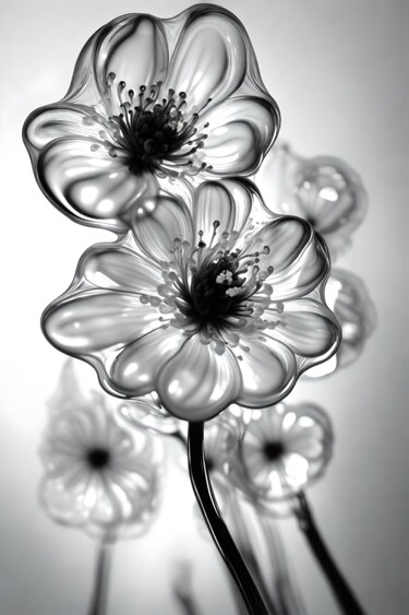 Grafika cyfrowa / sztuka generowana cyfrowo zatytułowany „Glassflower, monoch…” autorstwa Ninn, Oryginalna praca, Obraz gene…
