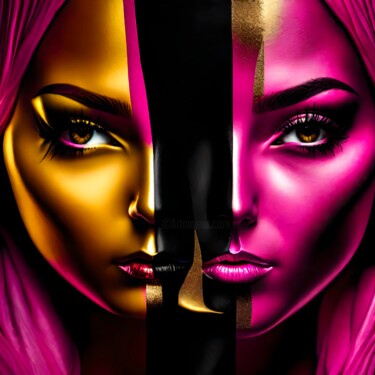 Digitale Kunst getiteld "Pink Power No.3" door Ninn, Origineel Kunstwerk, AI gegenereerde afbeelding