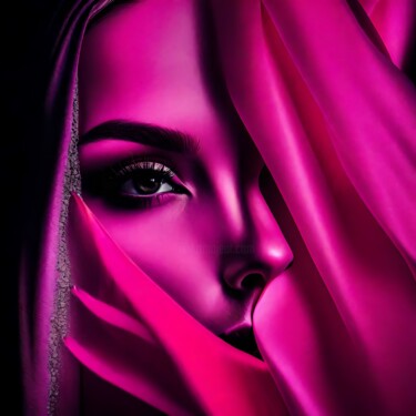 Digitale Kunst getiteld "Pink Power No.5" door Ninn, Origineel Kunstwerk, AI gegenereerde afbeelding