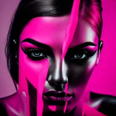 Digitale Kunst getiteld "Pink Power No.6" door Ninn, Origineel Kunstwerk, AI gegenereerde afbeelding