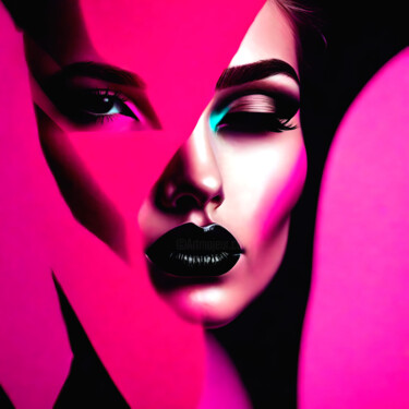 Digitale Kunst getiteld "Pink Power No.8" door Ninn, Origineel Kunstwerk, AI gegenereerde afbeelding