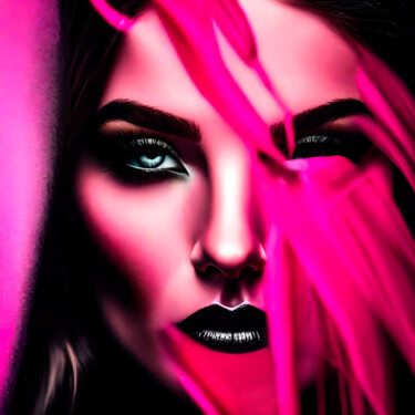 Digitale Kunst getiteld "Pink Power No.12" door Ninn, Origineel Kunstwerk, AI gegenereerde afbeelding
