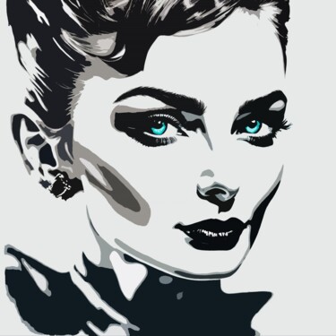 Цифровое искусство под названием "Audrey Hepburn No.3" - Ninn, Подлинное произведение искусства, Изображение, сгенерированно…