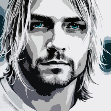 Digitale Kunst getiteld "Kurt Cobain No.1" door Ninn, Origineel Kunstwerk, AI gegenereerde afbeelding