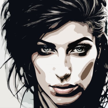 Digitale Kunst mit dem Titel "Amy Winehouse No.3" von Ninn, Original-Kunstwerk, KI-generiertes Bild