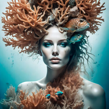 Digital Arts titled "Coralhead No.1" by Ninn, Original Artwork, AI generated image