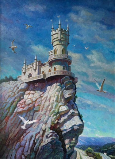 Картина под названием "Ласточкино Гнездо" - Aidar Galimov, Подлинное произведение искусства, Масло