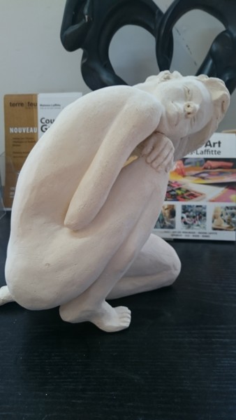 Sculpture titled "Nue accroupie" by Chrysanthou, Original Artwork