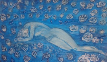 Peinture intitulée "Jeune femme nue" par Chrysanthou, Œuvre d'art originale, Gouache