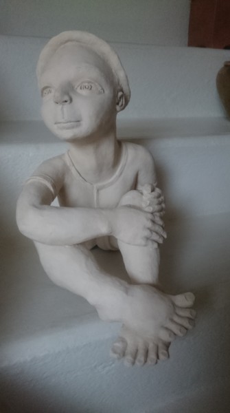 Sculpture titled "Petit garçon" by Chrysanthou, Original Artwork, Clay