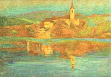 Desenho intitulada "LAKE BLED After Slo…" por Nives Palmić, Obras de arte originais, Pastel