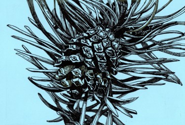 Drawing titled "PINE CONE III" by Nives Palmić, Original Artwork, Ink