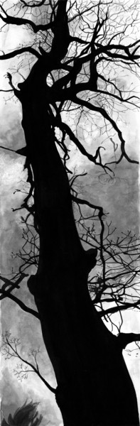 Dessin intitulée "WINTER TREE IV" par Nives Palmić, Œuvre d'art originale, Encre