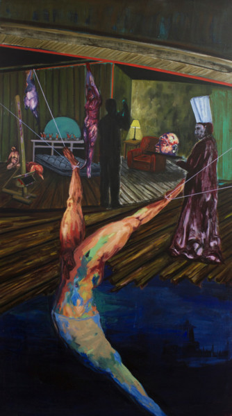 Peinture intitulée "Submerged tensions" par Nizaac Vallejo, Œuvre d'art originale, Acrylique