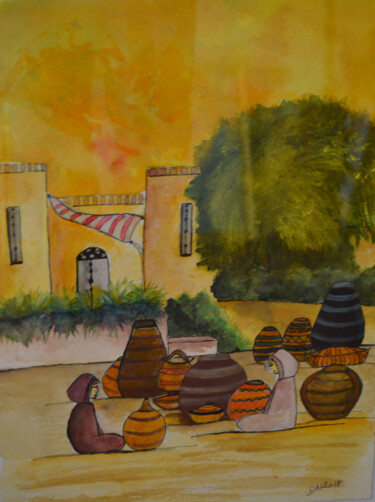 Painting titled "tunisie" by Nizard Dominique, Original Artwork, Watercolor
