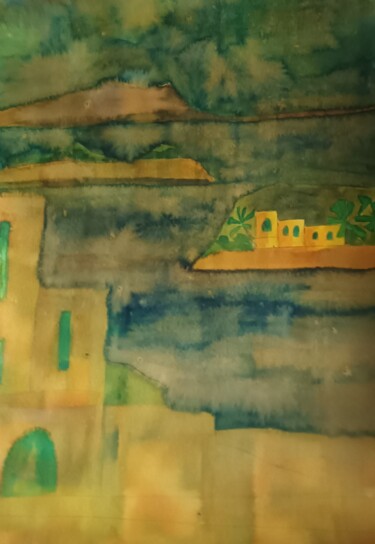 Painting titled "mer dechainee" by Nizard Dominique, Original Artwork, Watercolor