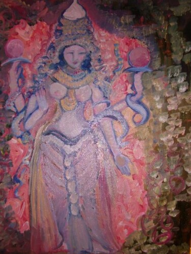 Painting titled "Lakshmi Goddess of…" by Njoy, Original Artwork, Oil