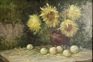 Pittura intitolato "Sunflowers" da Nk. Artbox, Opera d'arte originale, Olio Montato su Telaio per barella in legno