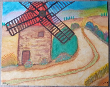 Painting titled "Vieux moulin" by Nathyse, Original Artwork, Acrylic
