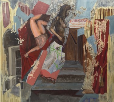 Pittura intitolato "Through the walls" da Natalia Mezheritskaya, Opera d'arte originale, Acrilico