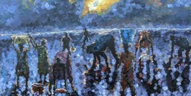 Malerei mit dem Titel "MOONLIGHT FETCHING" von Noah Bugingo, Original-Kunstwerk, Acryl