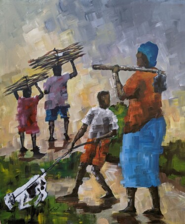 Painting titled "TRAIN UP A CHILD" by Noah Bugingo, Original Artwork, Acrylic Mounted on Wood Stretcher frame