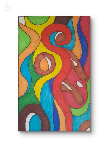 Schilderij getiteld "Abstract112" door Noah Miles, Origineel Kunstwerk, Marker