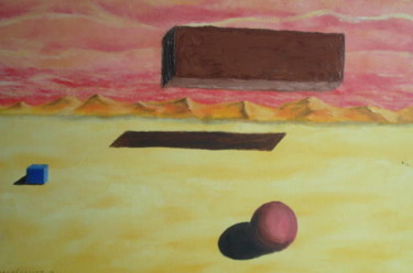 Painting titled "Espace brique" by Daniel Nobécourt, Original Artwork, Oil