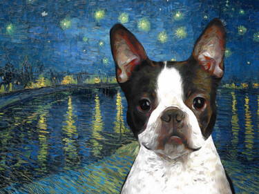 Pittura intitolato "Boston Terrier Star…" da Nobilitydogs, Opera d'arte originale, Pittura digitale