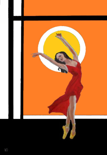 数字艺术 标题为“The art deco dancer…” 由W-Dagrou, 原创艺术品, 数字油画
