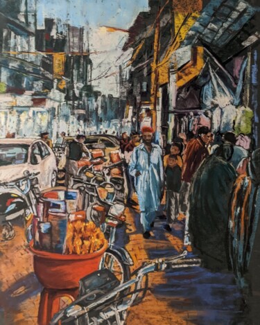 Peinture intitulée "Out and about" par Nadia Sheikh, Œuvre d'art originale, Pastel