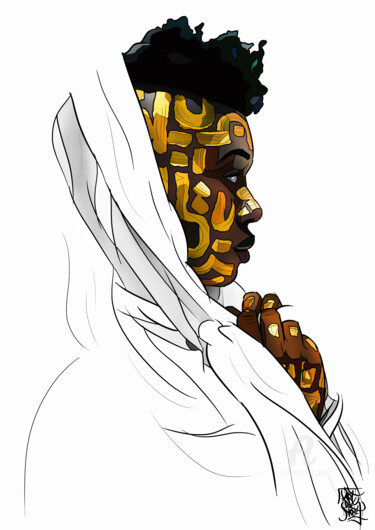 「Tribal afro」というタイトルのデジタルアーツ Art De Noéによって, オリジナルのアートワーク, デジタル絵画
