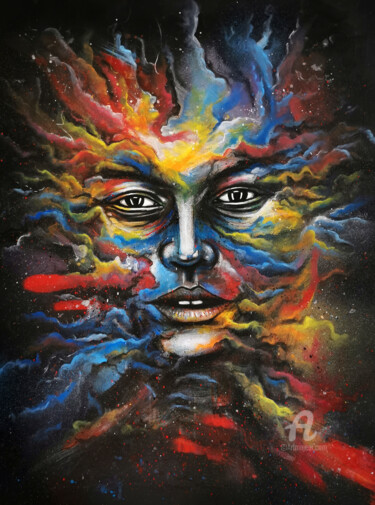 Zeichnungen mit dem Titel "Head in the clouds" von Art De Noé, Original-Kunstwerk, Acryl