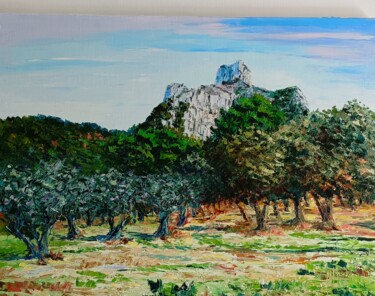 Schilderij getiteld "Les Alpilles" door Noelle Huin, Origineel Kunstwerk, Olie