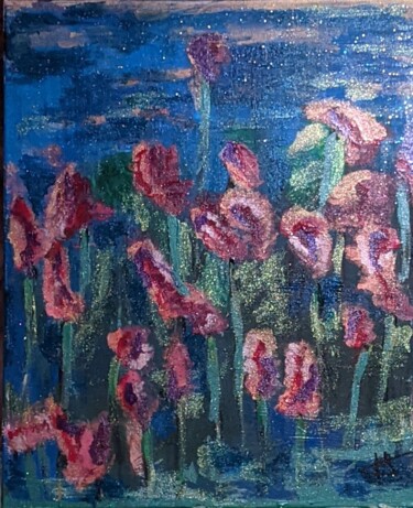 Peinture intitulée "Flowers and water" par Noëlle Matip, Œuvre d'art originale, Acrylique