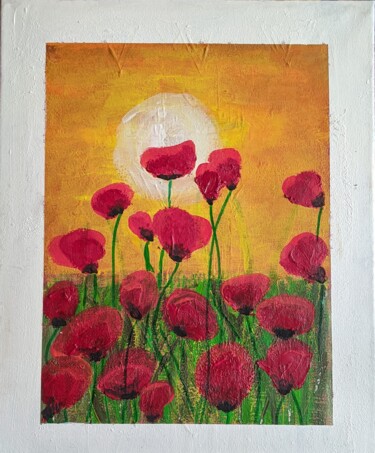 Malerei mit dem Titel "Coquelicots time" von Noëlle Matip, Original-Kunstwerk, Acryl