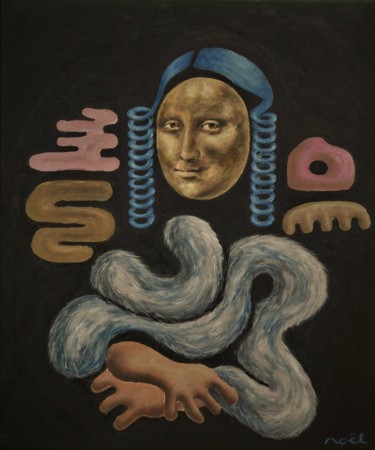 Malerei mit dem Titel "The Girl with the B…" von Noël Van Hoof, Original-Kunstwerk, Öl