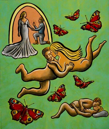 绘画 标题为“The Meaning of Love…” 由Noël Van Hoof, 原创艺术品, 水彩