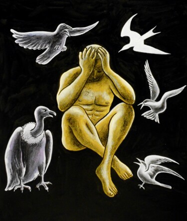 Painting titled "Joachim's Shame (MM…" by Noël Van Hoof, Original Artwork, Watercolor