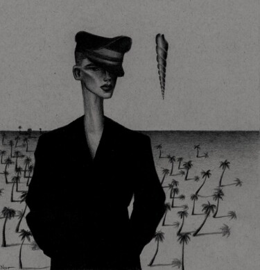 Desenho intitulada "Le Commandant Monol…" por Noir, Obras de arte originais, Grafite