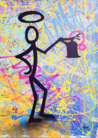 Картина под названием "The Saint Vandal" - Nomen, Подлинное произведение искусства, Рисунок распылителем краски