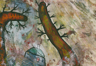Peinture intitulée ""Зима. Метели"" par Denis Aleksandrovich, Œuvre d'art originale, Gouache