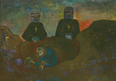 Pintura titulada ""Похорони себя сам"" por Denis Aleksandrovich, Obra de arte original, Gouache