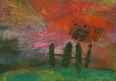 Pittura intitolato ""Сердце, проснувшис…" da Denis Aleksandrovich, Opera d'arte originale, Gouache