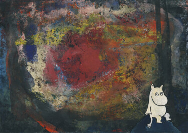 Картина под названием ""Муми-тролль на фон…" - Денис Александрович, Подлинное произведение искусства, Гуашь