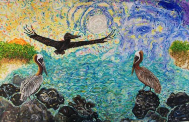 Malerei mit dem Titel "Fly free" von Amadusa, Original-Kunstwerk, Acryl Auf Keilrahmen aus Holz montiert