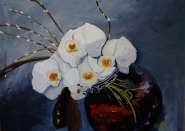 Painting titled "My orchid" by Noreen Schumann, Original Artwork, Oil