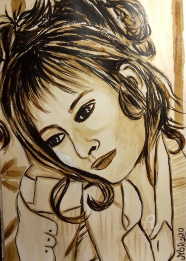 Painting titled "Mylene Farmer" by Norel, Original Artwork, Ink