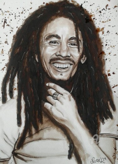 Картина под названием "Bob Marley 2" - Norel, Подлинное произведение искусства, Чернила
