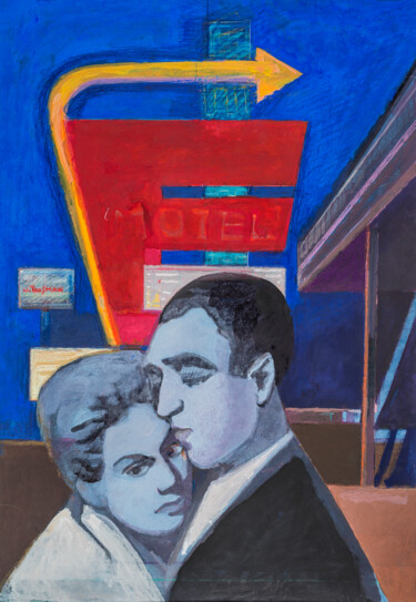 Peinture intitulée "Couple mythique" par Norma Trosman, Œuvre d'art originale, Tempera Monté sur Carton